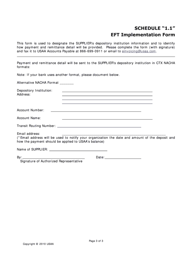 Usaa Eft Enrollment  Form