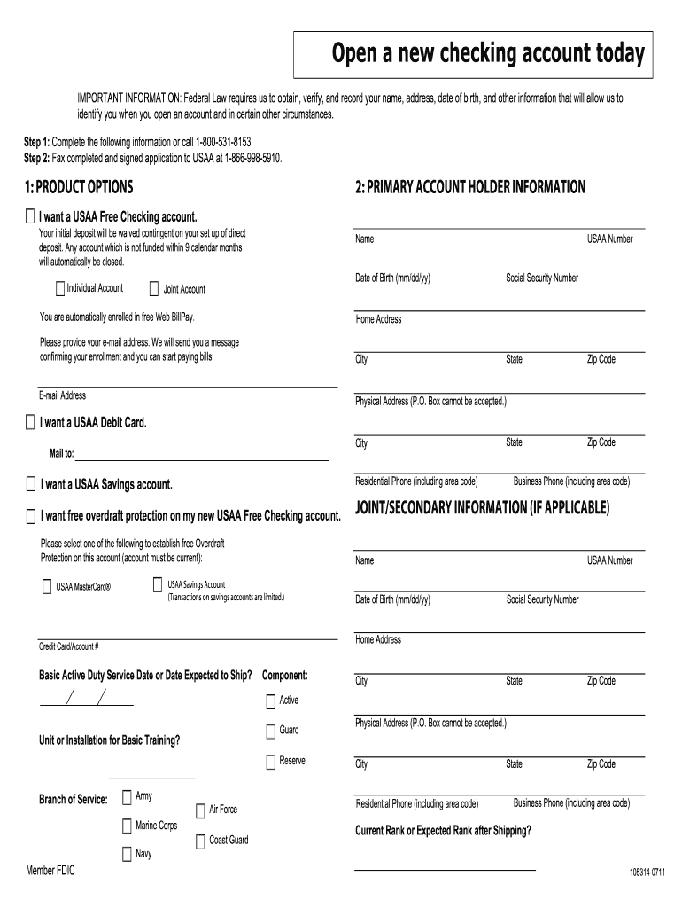 Bank Account Application Form PDF