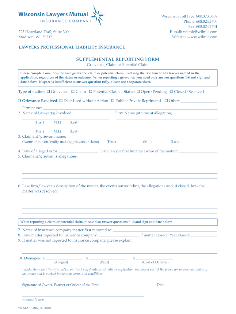  Wlmapp Reporting Form 2010-2024