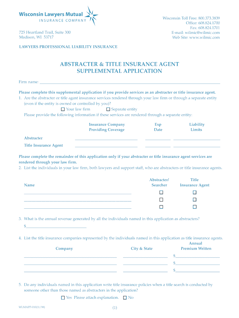Wisconsin Title Insurance Agent Form