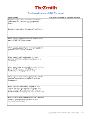 Employee Worksheet  Form