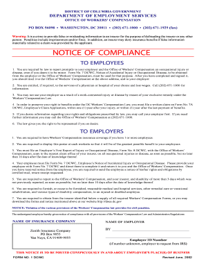  Dc Workers Comp Compliance Form 2002