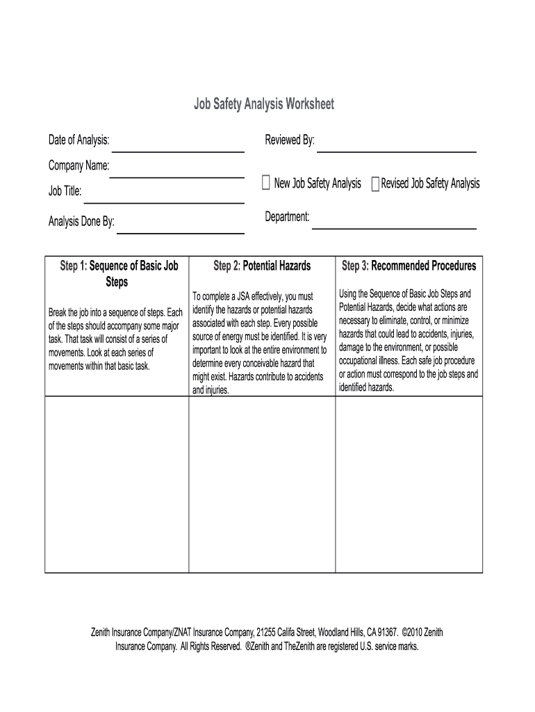 Job Hazard Analysis Template  Form