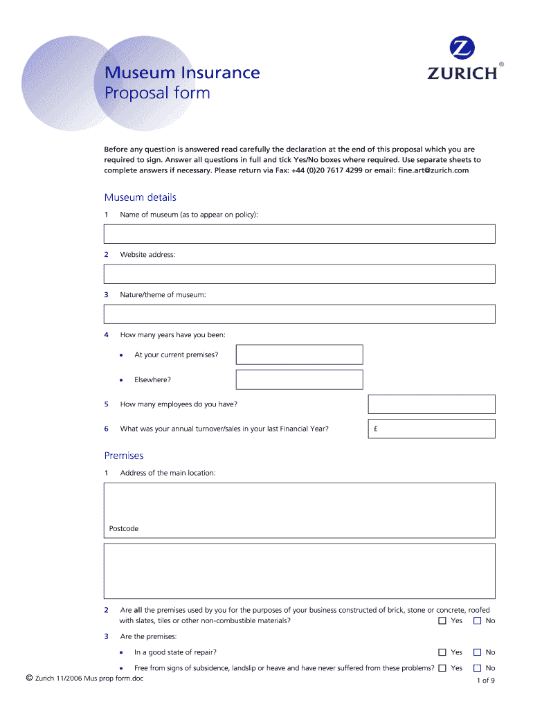 Machinery Movement Insurance  Form