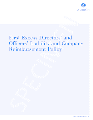 First Excess Directors&#039; and Officers&#039; Liability and Company Zurich  Form