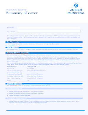 Summary of Cover Zurich  Form