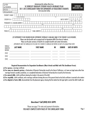 Student Dependent Filable Form