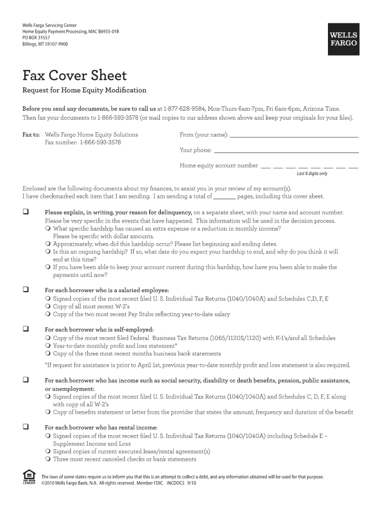 Wells Fargo Fax Cover Sheet  Form