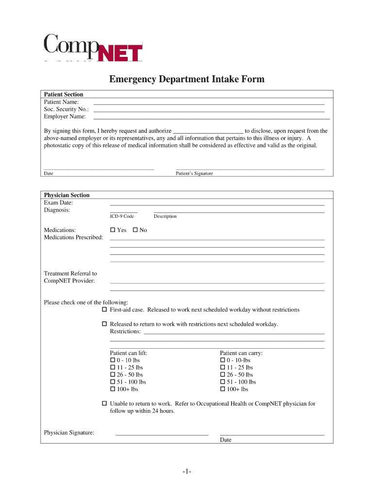 Emergency Intake Form