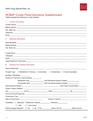 Wells Fargo Full Condo Questionnaire  Form