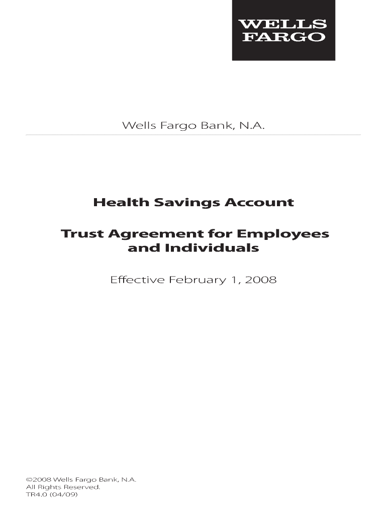 Health Savings Account Trust Agreement for Wells Fargo  Form