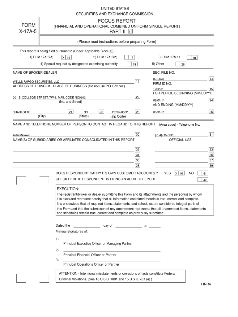 Form X 17a 5 Part Ii