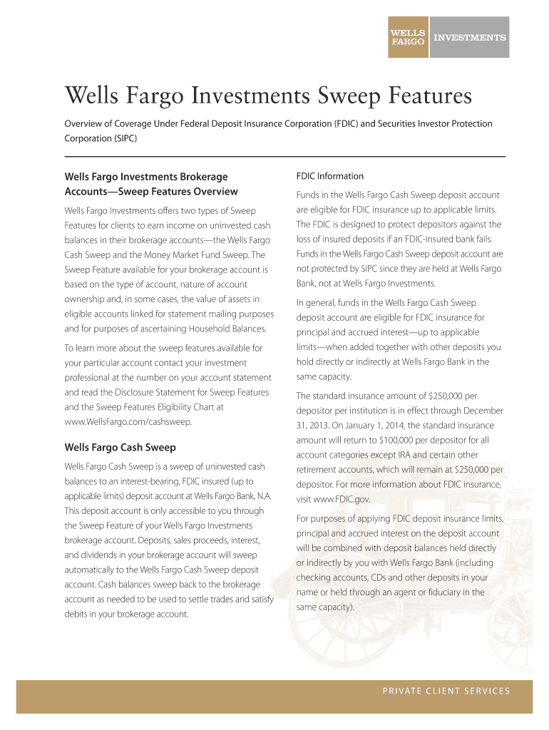 Wells Fargo Investments Sweep Features  Form