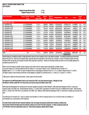 HSBC U S Treasury Money Market Fund Investor Funds HSBC  Form