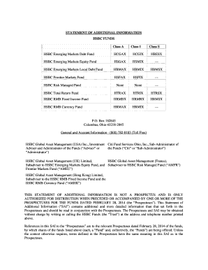 STATEMENT of ADDITIONAL INFORMATION HSBC Emerging Markets Debt Fund HSBC Emerging Markets Local Debt Fund