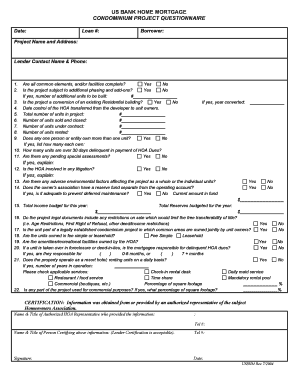  Us Bank Condo Questionnaire 2004-2024