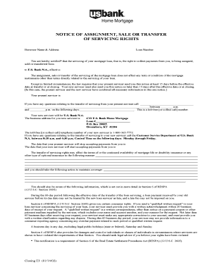 Mortgage Servicing Transfer Letter Sample  Form