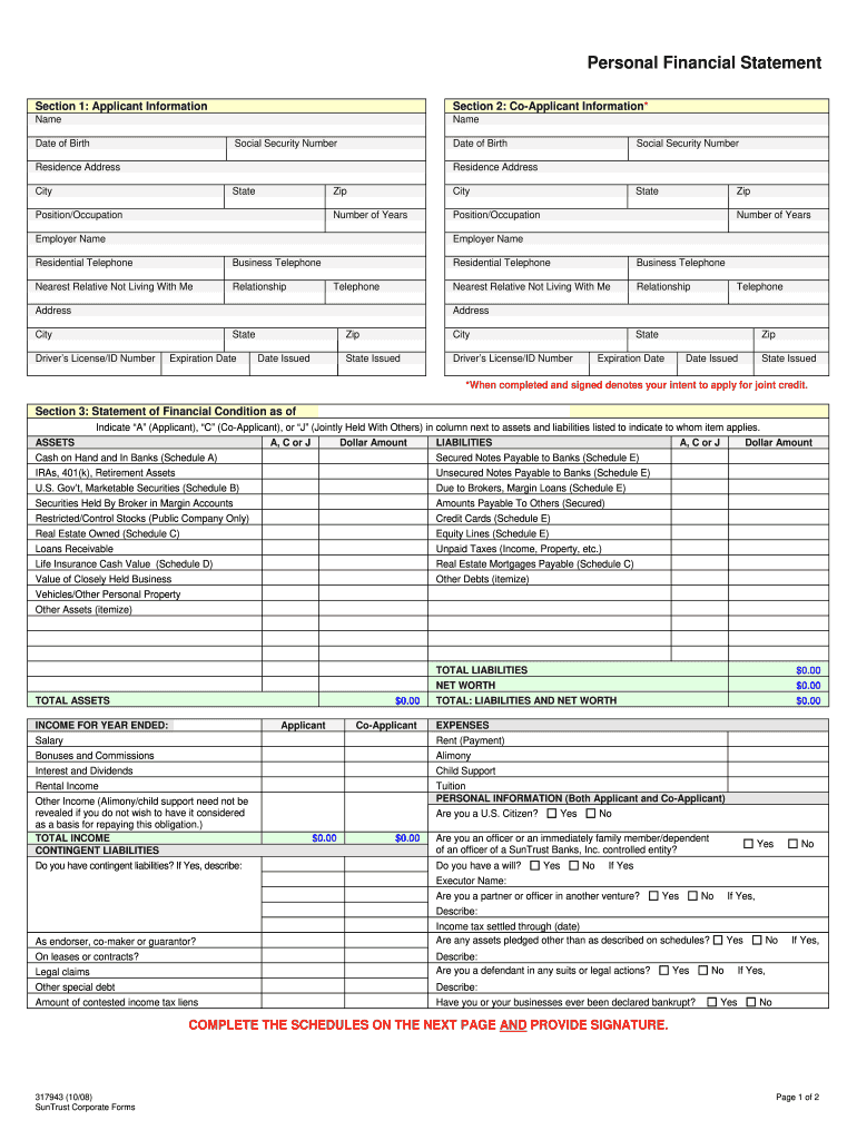 Suntrust Bank Statement Template  Form