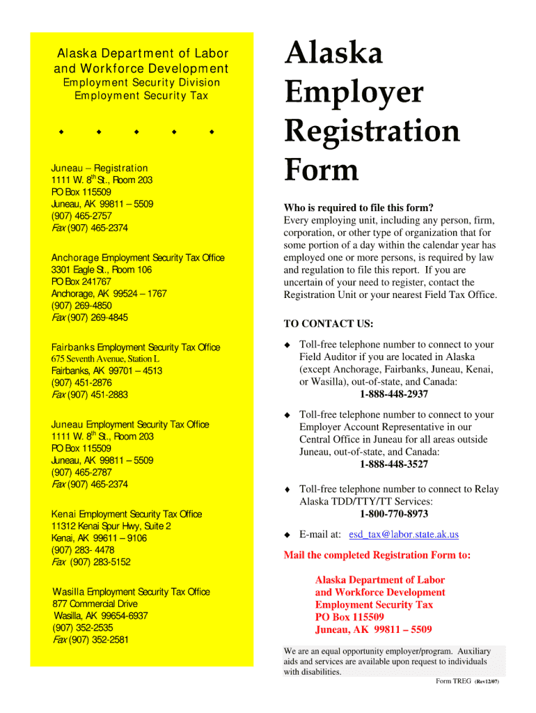  Alaska Employer Registration Form 2007