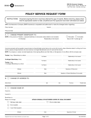 Bmo Policy Request Beneficiary Form