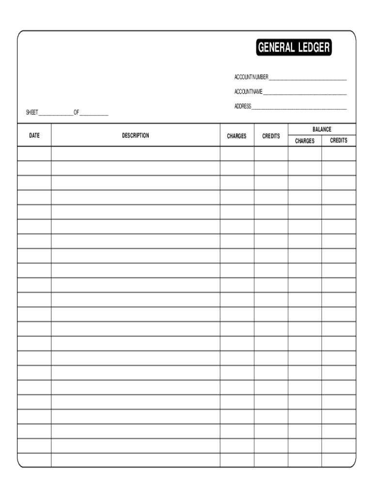 Printable General Ledger Sheet  Form