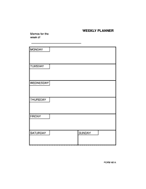 Fillable 15 Minutes Weekly Planner  Form