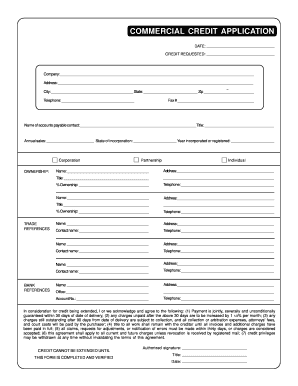Application for Credit Forms