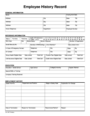Employee History Record Forms Online