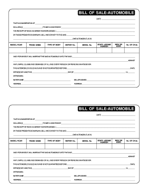 Sample Fillable Bill of Sale Form