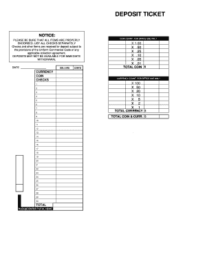 Fillable Deposit Slip  Form