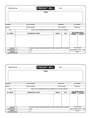 Freight Bill  Form