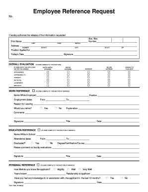 Reference Request Form Example