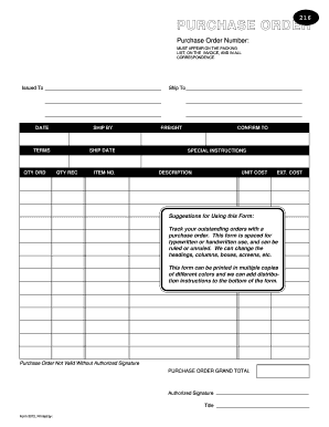 Purchase Order Forms Online