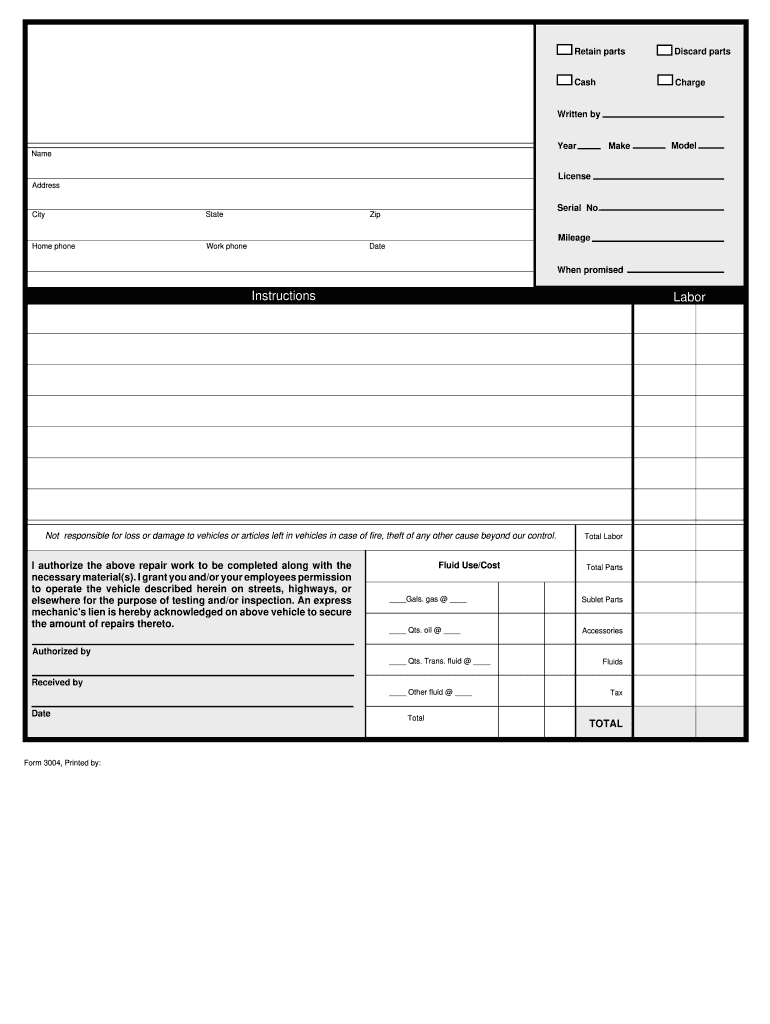 mechanic work order pdf fill out and sign printable pdf template
