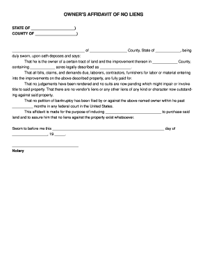 Owner&#039;s Affidavit Sample  Form