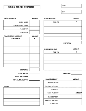 Daily Cash Report Fill Out And Sign Printable Pdf Template Signnow