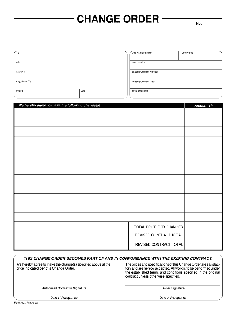 Bank Change Order Form