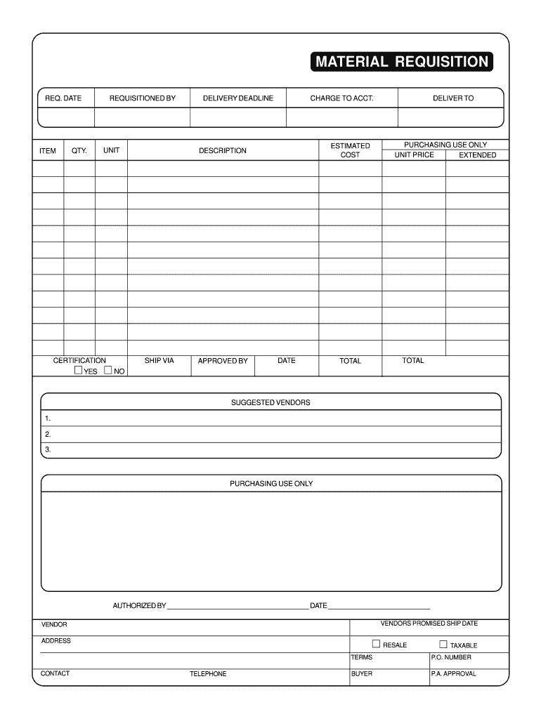 Get and Sign Material Request Form Excel