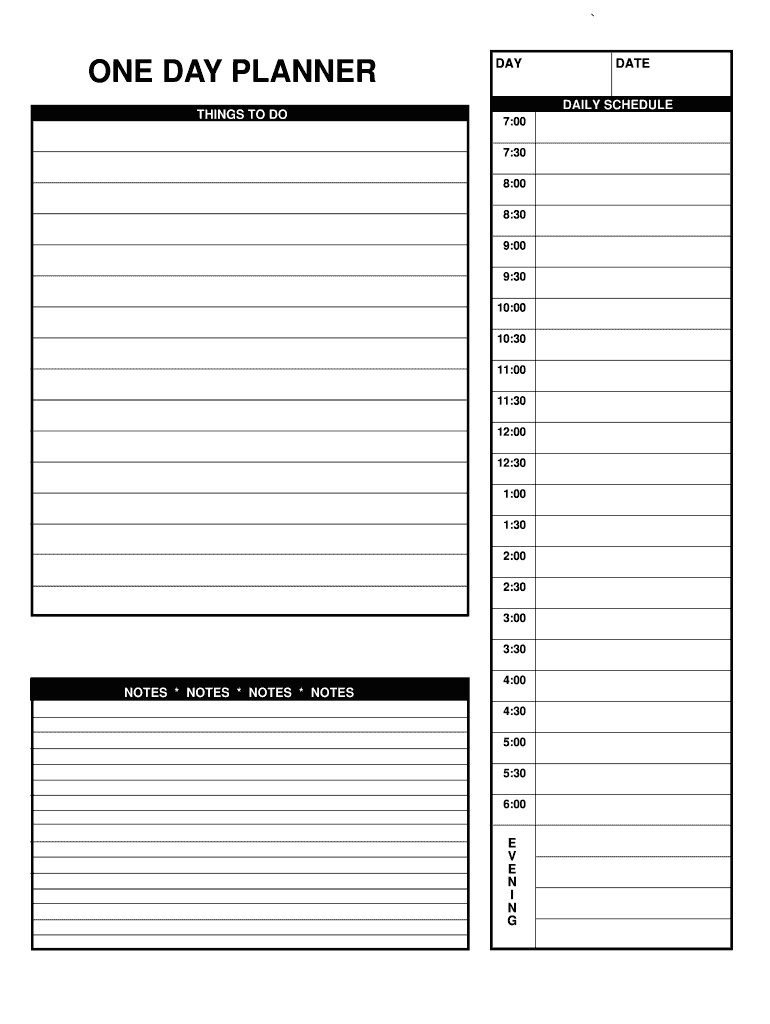 1 Day Schedule Template from www.signnow.com