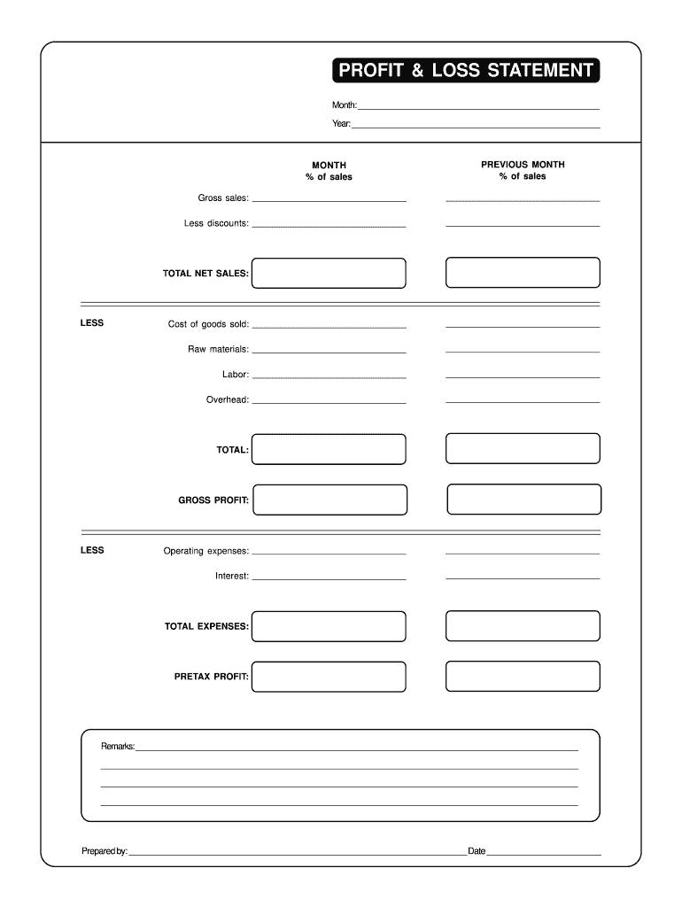 Blank Profit And Loss Statement Pdf Fill Out And Sign Printable PDF 
