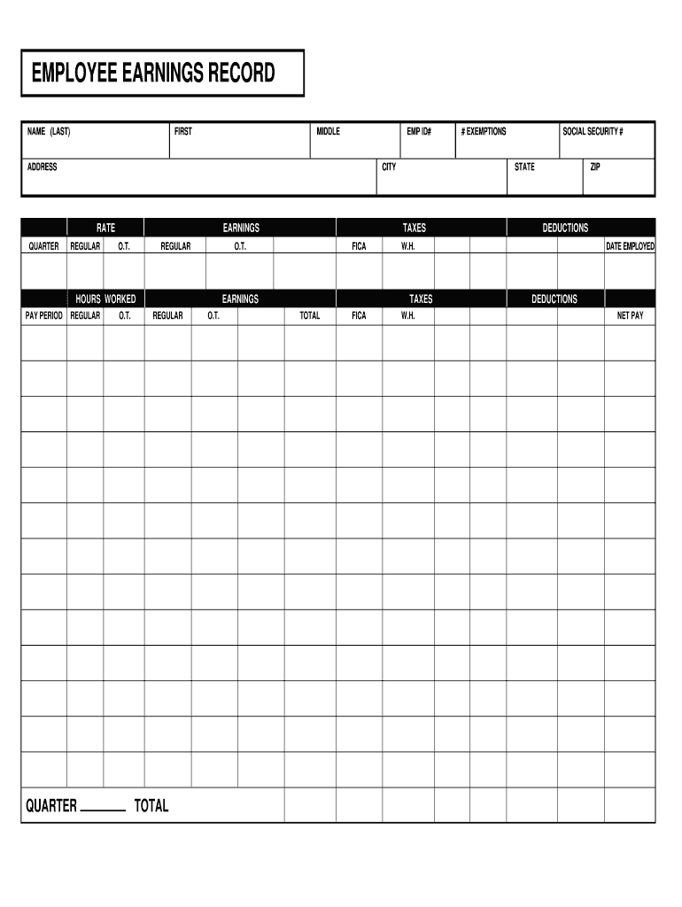 Employee Earnings Record  Form