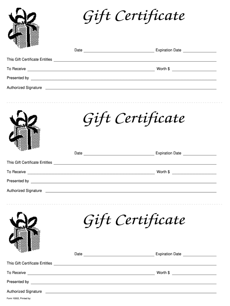 Gift Certificate Template  Form