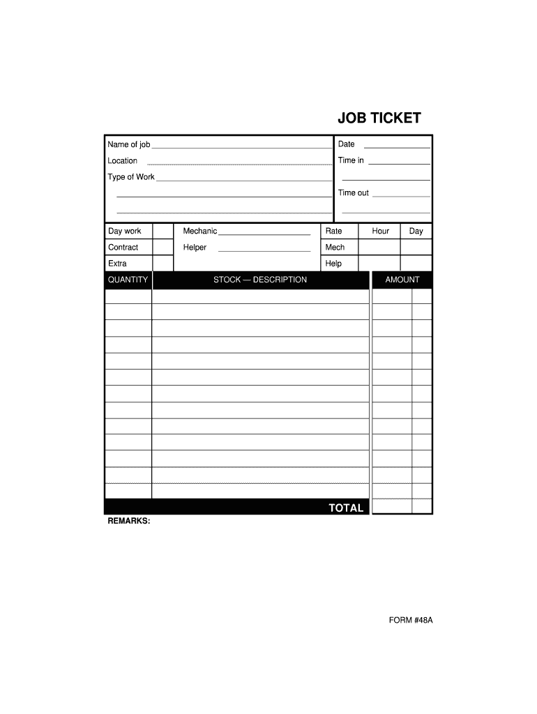 Job Ticket Template  Form