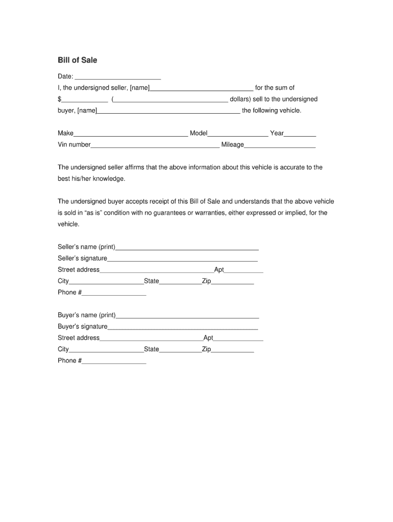 Dcu Bill of Sale  Form