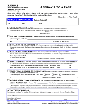 Affidavit of Correction Kansas  Form