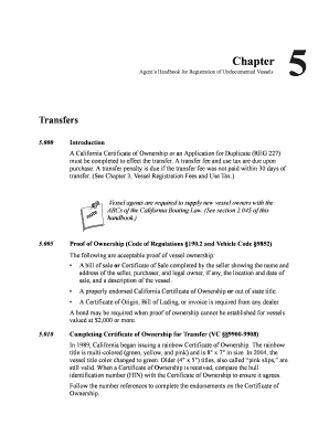 Agent&#039;s Handbook for Registration of Undocumented Vessels Chapter Dmv Ca  Form