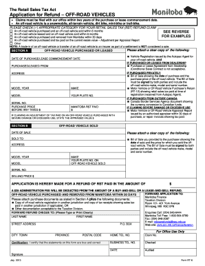 Application for Refund off ROAD VEHICLES Gov Mb  Form