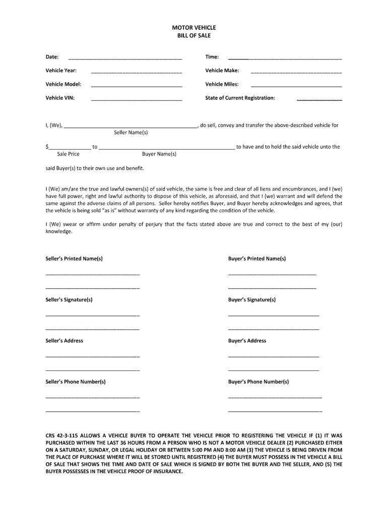 Usa Vehicle Documents  Form