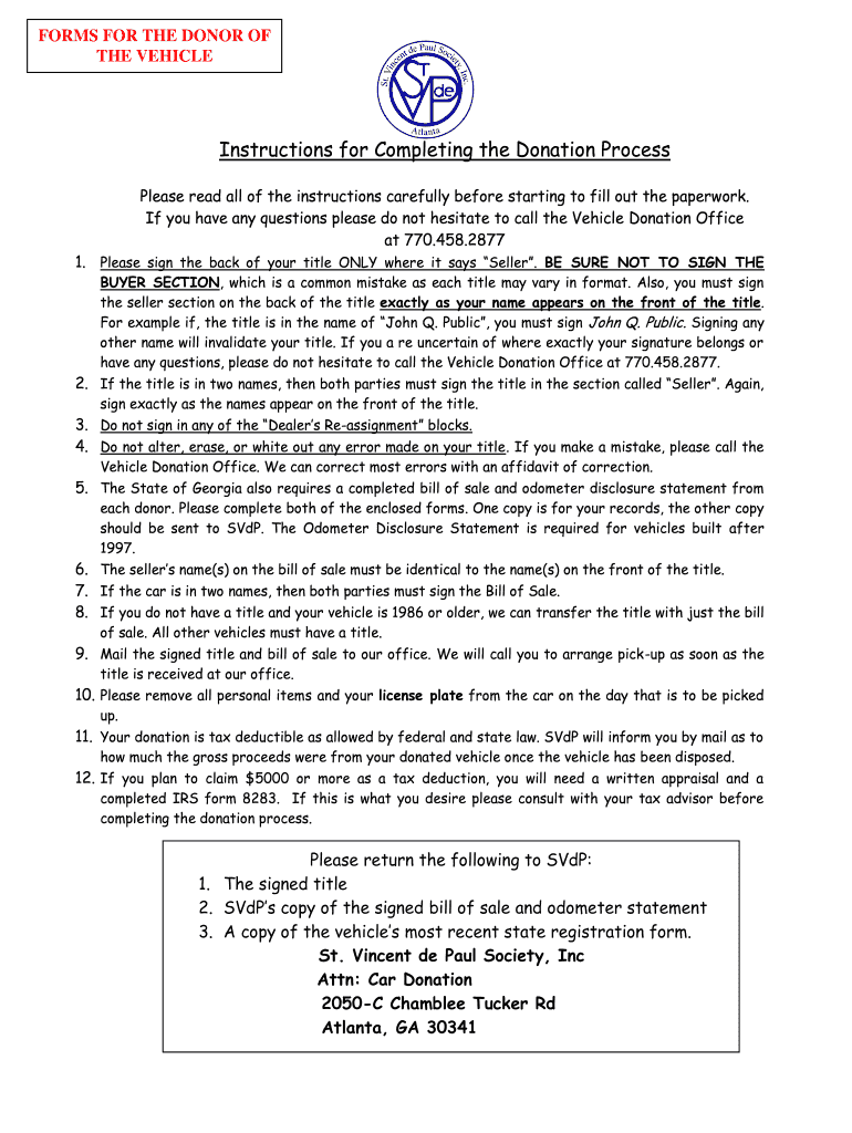 Instructions for Completing the Donation Process Svdpatl  Form