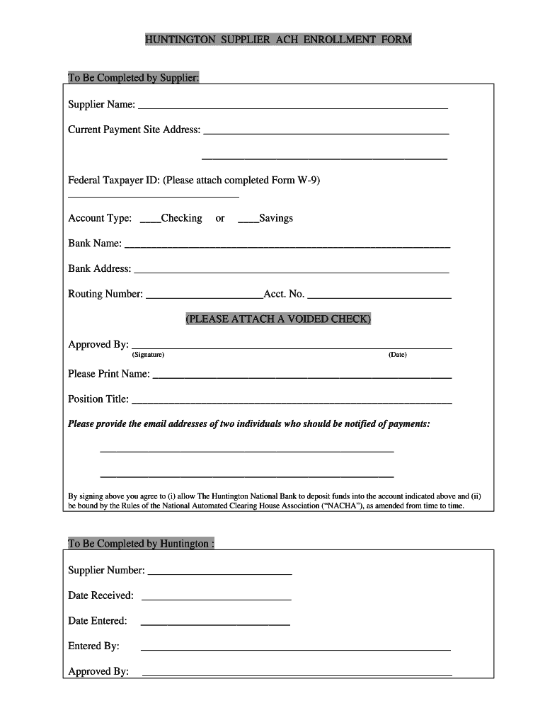 Huntington Bank Direct Deposit Form